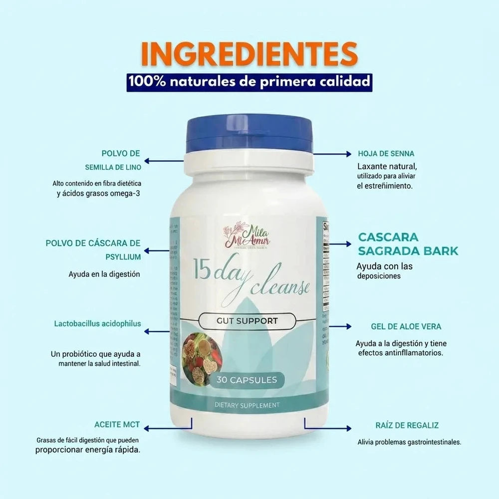 15 DIAS CLEANSY Suplemento Detox para Reducir Hinchazón